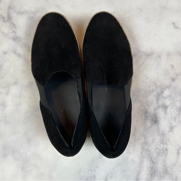 Vince Wilden Black Suede Flatform Espadrilles Slip-On Flats Sz 37 - Picture 5 of 9